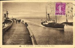 VINTAGE POSTCARD Honfleur the Pier the Boat of Le Havre