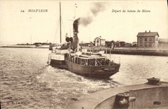 VINTAGE POSTCARD Honfleur Departure of the Boat of Le Havre