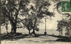 Placa de Honfleur de la POSTAL de la VENDIMIA de Notre Dame de Grace el martirio