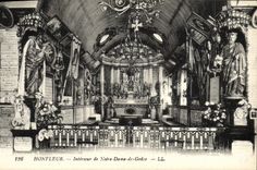 POSTAL Honfleur interior de la VENDIMIA de la Virgen Notre Dame de Grace