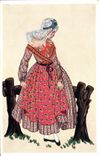 Traje del folklore de la chica joven de Honfleur de la POSTAL de la VENDIMIA diecinueveavo