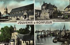 POSTAL MODERNA ND de la lugartenencia de la iglesia de Honfleur de la tolerancia antes de los barcos portuarios