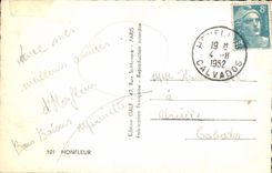 POSTAL MODERNA ND de la lugartenencia de la iglesia de Honfleur de la tolerancia antes de los barcos portuarios