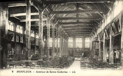 POSTAL Honfleur interior de la VENDIMIA de L iglesia Sainte Catherine