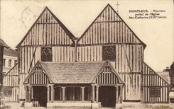 Puerta de Honfleur de la POSTAL de la VENDIMIA nueva de L iglesia Saint Catherine