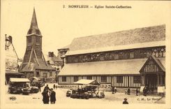 POSTAL Honfleur L iglesia Sainte Catherine Marche de la VENDIMIA