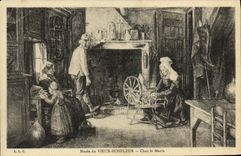 POSTAL Honfleur de la VENDIMIA en el marinero