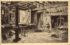 Museo de Honfleur de la POSTAL de la VENDIMIA del viejo hombre en L artesano