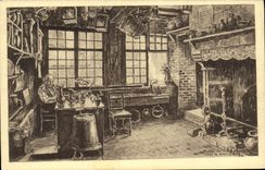 Museo de Honfleur de la POSTAL de la VENDIMIA del viejo hombre en el comerciante