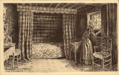 Museo de Honfleur de la POSTAL de la VENDIMIA del viejo hombre en el hombre de la clase media