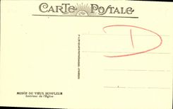 Museo de Honfleur de la POSTAL de la VENDIMIA del viejo interior de L iglesia