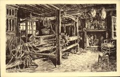 Museo de Honfleur de la POSTAL de la VENDIMIA del viejo hombre en Tisserand