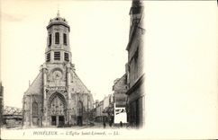 POSTAL Honfleur L iglesia Leonard santo de la VENDIMIA