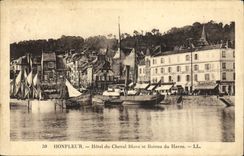 Hotel de Honfleur de la POSTAL de la VENDIMIA del caballo de Blane y del barco de Le Havre