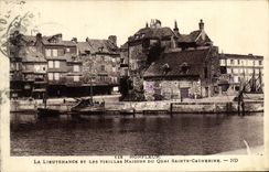 POSTAL Honfleur de la VENDIMIA la lugartenencia y las casas viejas del muelle Sainte Catherine