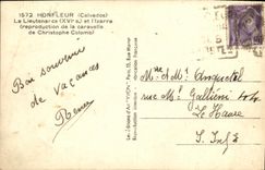 Barco de navegacion de la lugartenencia de Honfleur de la POSTAL de la VENDIMIA