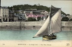 POSTAL Honfleur de la VENDIMIA el barco bonito del montaje