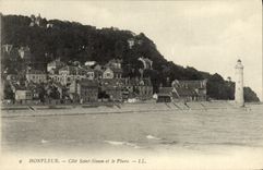 La POSTAL Honfleur de la VENDIMIA dimensiona Simon santo y el faro