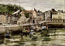 CPM Honfleur L Avant Port aquarelle de Jean Louis Thibaut 