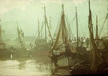 POSTAL MODERNA niebla de Honfleur en los barcos portuarios