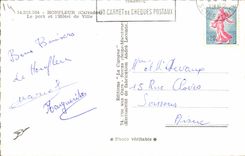 POSTAL Honfleur de la VENDIMIA el puerto y el L barcos del ayuntamiento