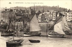 CPA Honfleur Le Port et la Cote de Grace Bateaux