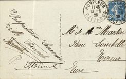 La POSTAL Honfleur de la VENDIMIA tiene barcos de la marea baja