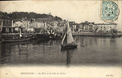 CPA Honfleur Le Port et la Cote de Grace Bateaux