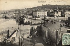 POSTAL Honfleur de la VENDIMIA el puerto y de la dimension los barcos de Leonard Saint