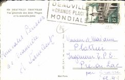 CPM Deauville Trouville Vue generale des deux Plages et la nouvelle Jetee