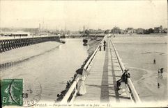 VINTAGE POSTCARD Perspective Deauville on Trouville and the Pier