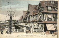 VINTAGE POSTCARD Deauville the Flowered Beach Terrace of Normandy Hotel