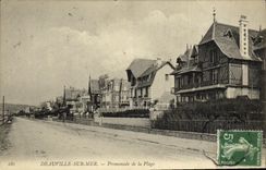 VINTAGE POSTCARD Deauville on Sea Walk of the Beach