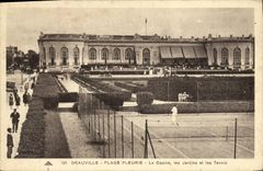 VINTAGE POSTCARD Deauville Beach the Casino the Gardens el Tennis