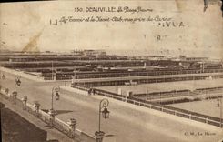 VINTAGE POSTCARD Deauville the Flowered Beach Tennis and the Yacht Club Seen from of the Casino