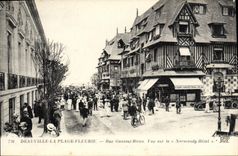 VINTAGE POSTCARD Deauville the Flowered Beach Street Gontaut Biron Seen on Normandy Hotel