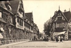 VINTAGE POSTCARD Deauville Flowered Beach Street of L Locks Normandy Hotel Store in Spring