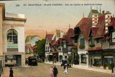 VINTAGE POSTCARD Deauville Flowered Beach Street of the Casino and Entry of the Casino