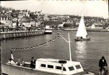 MODERN CARD Deauville Trouville L Entered of the Port Boats
