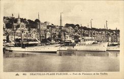 VINTAGE POSTCARD Deauville the Flowered Beach Marina Yachts Boats