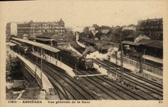 VINTAGE POSTCARD Asnieres View of the Station Train