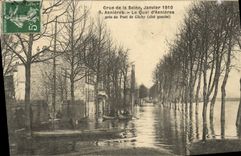 VINTAGE POSTCARD Asnieres the Quay D Asnieres close to the bridge of Clichy floods