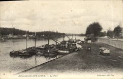 CPA Boulogne sur Seine Le Port Peniches Bateaux 