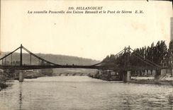 VINTAGE POSTCARD Billancourt the new Footbridge of the Renault Factories and the Bridge of Separate
