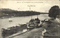 CPA Les Bords de la Seine Le Port de Boulogne Bateaux Peniches 