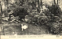 VINTAGE POSTCARD Clichy the Denain Park the part D water the Cave Swan