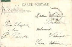 VINTAGE POSTCARD Crue of the Seine Paris Clichy Places Town hall Floods January 1910