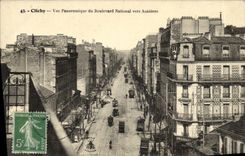 VINTAGE POSTCARD Clichy Panoramic View of the National Boulevard towards Asnieres