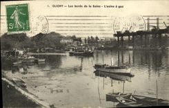 La POSTAL Clichy de la VENDIMIA los bordes del Seine L trabaja los barcos del gas