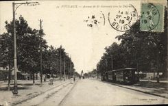 VINTAGE POSTCARD Puteaux Which occurred of German St towards Defense Tram